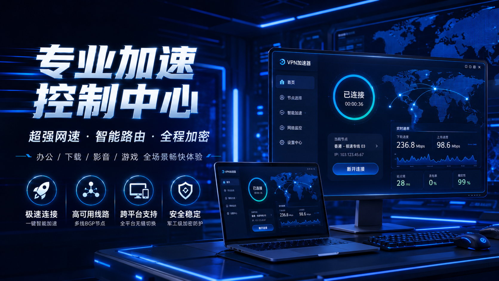 ProtonVPN版下载产品界面 安全仪表盘